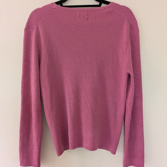 Vintage Y2K Chico's Pink Silk Blend Ribbed Cardigan Women's size 2 (M) - Picture 3 of 6